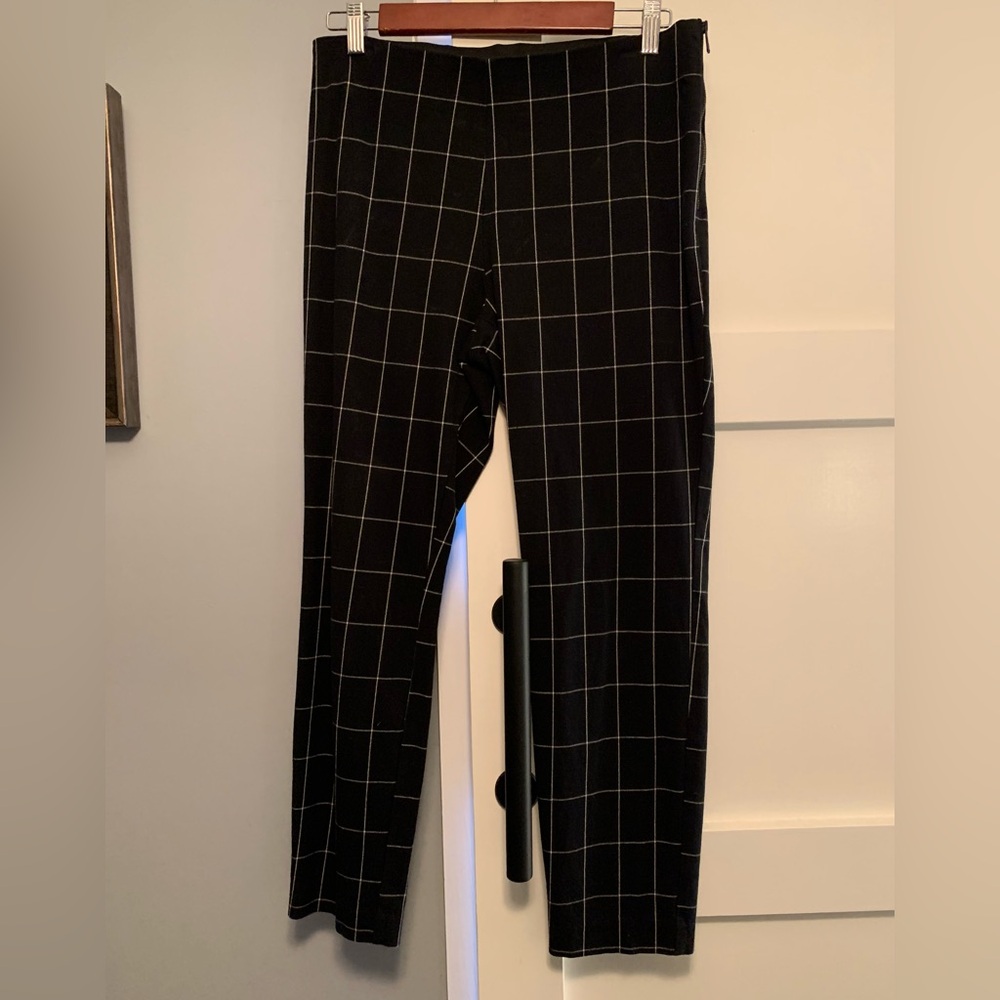 a new day Black and White Grid Pattern Cropped Pants